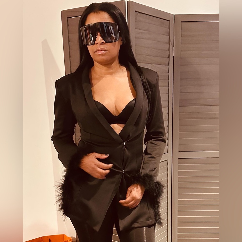 Feather blazer dress